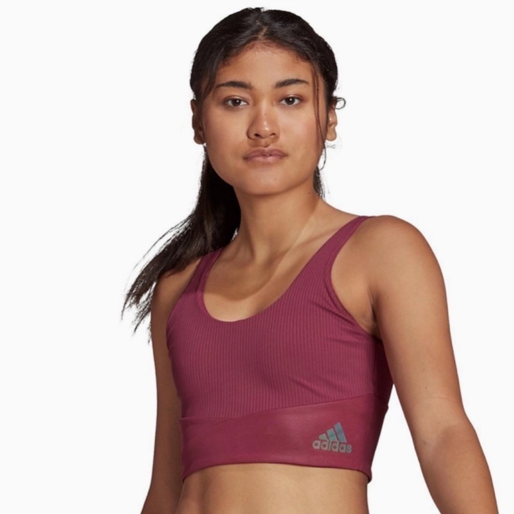 Adidas XL Zoe Saldana Aeroready Shine Maroon Sport Bra! NEW!